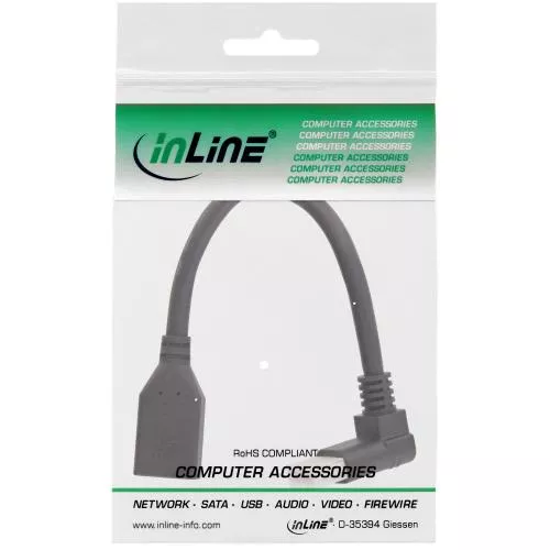 InLine® DisplayPort 1.4 Adapterkabel ST/BU 8K4K nach oben gewinkelt schwarz/gold 0,15m