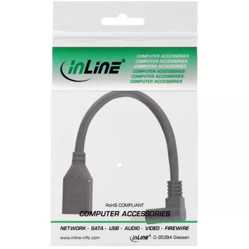 InLine® DisplayPort 1.4 Adapterkabel ST/BU 8K4K nach unten gewinkelt schwarz/gold 0,15m