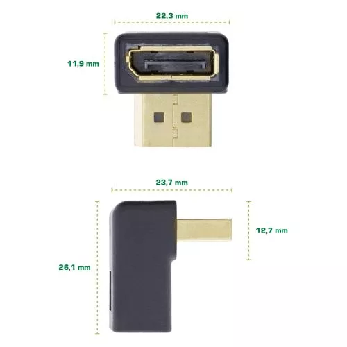 InLine® DisplayPort Adapter DisplayPort Stecker / Buchse nach unten gewinkelt