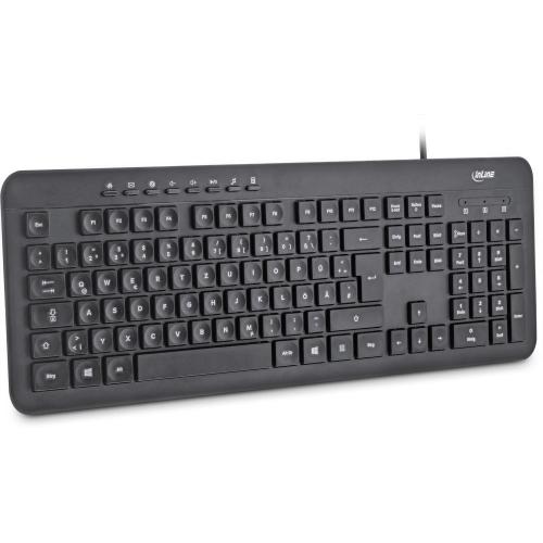 InLine® Design Keyboard Tastatur USB-Kabel flache Tasten DE Layout schwarz
