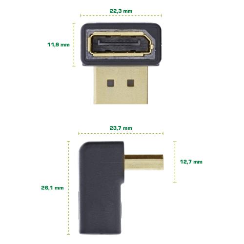 Preview: InLine® DisplayPort Adapter DisplayPort Stecker / Buchse nach oben gewinkelt