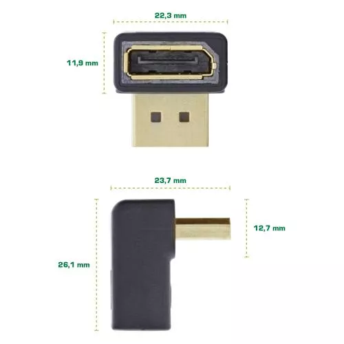 InLine® DisplayPort Adapter DisplayPort Stecker / Buchse nach oben gewinkelt