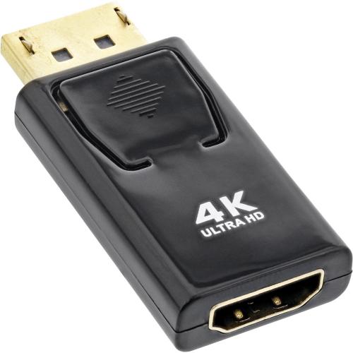 InLine® DisplayPort Adapter DisplayPort Stecker auf HDMI Buchse 4K/60Hz mit Audio schwarz