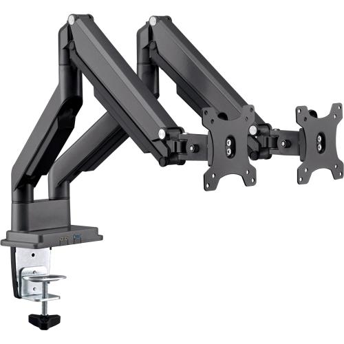 Preview: InLine® Tischhalterung mit Lifter und USB/Audio beweglich für zwei Monitore bis 81cm (32") max. 9kg