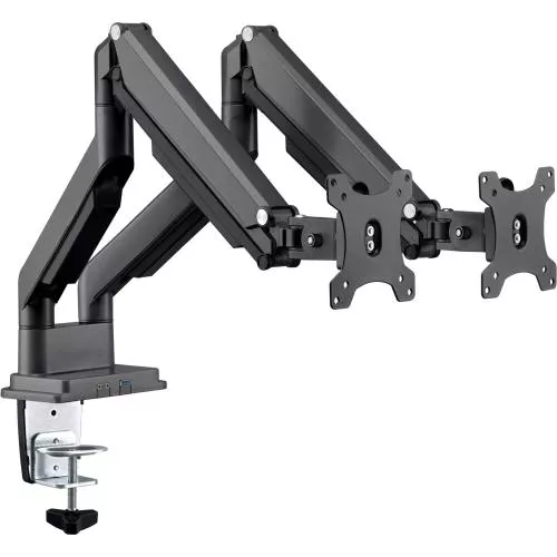 InLine® Tischhalterung mit Lifter und USB/Audio beweglich für zwei Monitore bis 81cm (32") max. 9kg