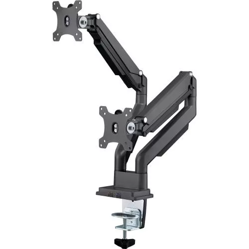 InLine® Tischhalterung mit Lifter und USB/Audio beweglich für zwei Monitore bis 81cm (32") max. 9kg