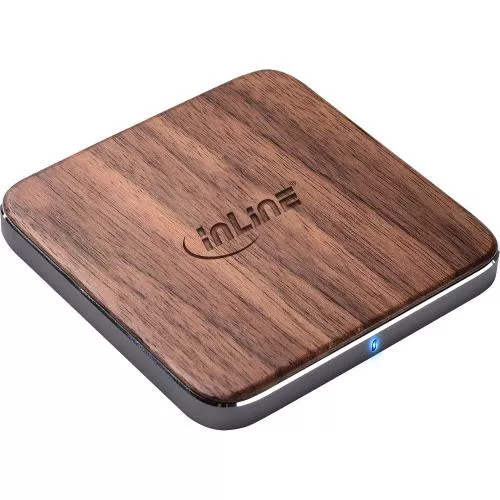 InLine Qi woodcharge wireless fast charger Smartphone kabellos laden - 5/7,5/10W