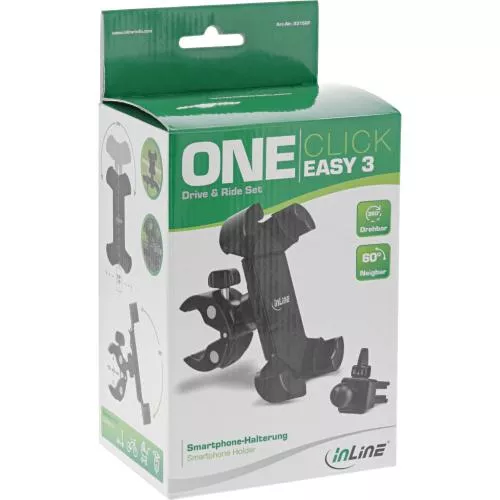 InLine® One Click Easy 3 Drive & Ride Set mit Universalklemme und Lüftungsgitter-Clip