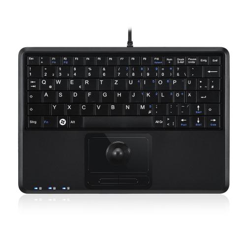 Perixx PERIBOARD-509 H PLUS DE Mini USB-Tastatur Trackball schwarz