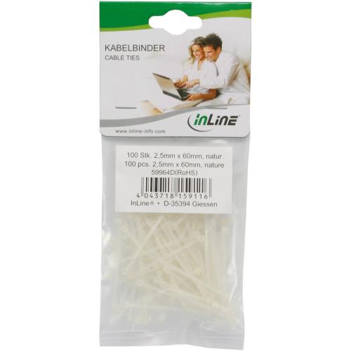 InLine® Kabelbinder Länge 60mm Breite 2,5mm natur 100 Stück