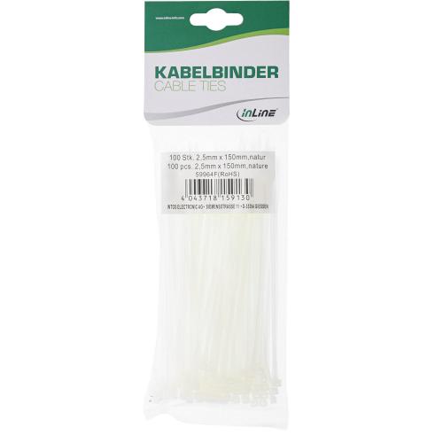 Preview: Kabelbinder – 150 mm × 2,5 mm – natur – 100 Stück