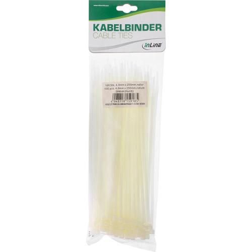 Preview: Kabelbinder – 250 mm × 4,8 mm – natur – 100 Stück