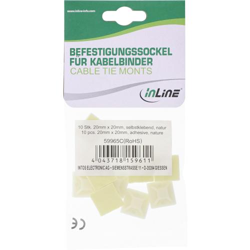 Preview: Befestigungssockel 20 x 20 mm – Selbstklebend, Natur, 10 Stück