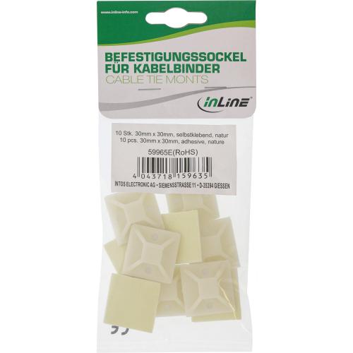 Preview: Befestigungssockel 30 x 30 mm – Selbstklebend, Natur, 10 Stück