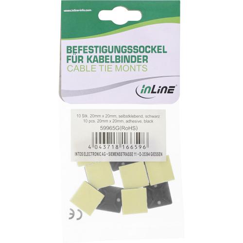 Preview: Befestigungssockel 20 x 20 mm – Selbstklebend, Schwarz, 10 Stück