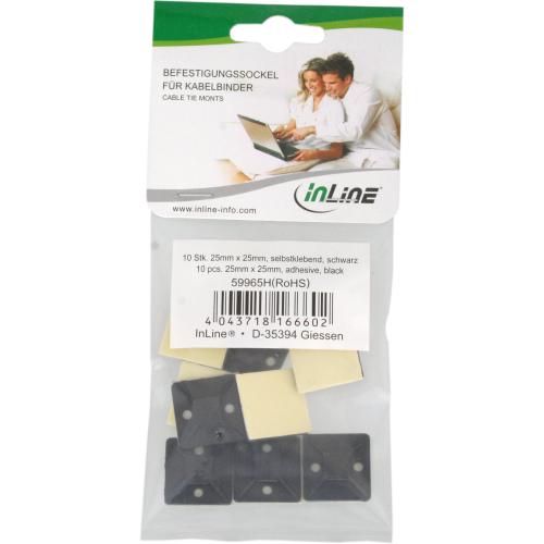 Preview: Befestigungssockel 25 x 25 mm – Selbstklebend, Schwarz, 10 Stück