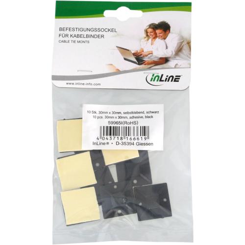 Preview: Befestigungssockel 30 x 30 mm – Selbstklebend, Schwarz, 10 Stück