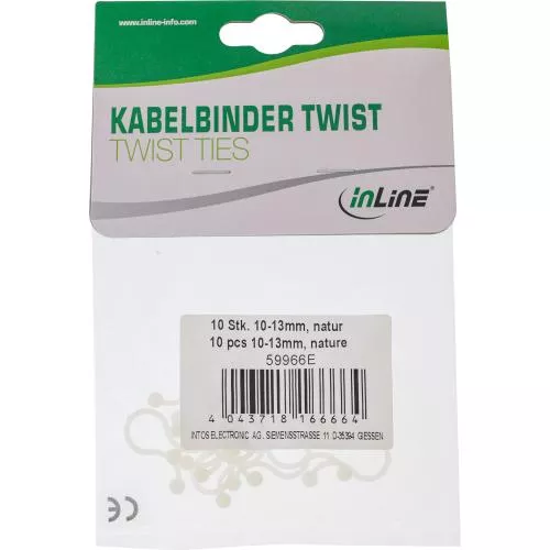 InLine® Kabelbinder Twist 10-13mm natur 10 Stück