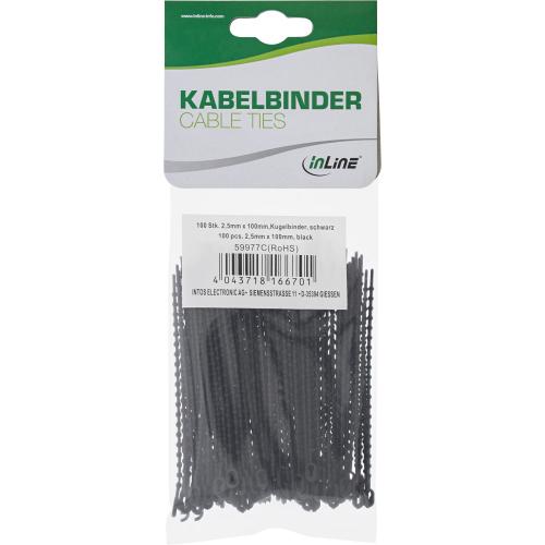 Preview: Kabelbinder Kugelbinder – 100 mm – schwarz – 100 Stück