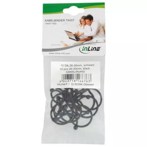 InLine® Kabelbinder Twist 26-30mm schwarz 10 Stück