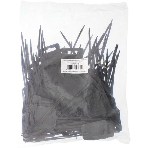 Preview: Kabelbinder mit Markierfeld & Eurolochung – 200 mm × 5 mm – schwarz – 100 Stück