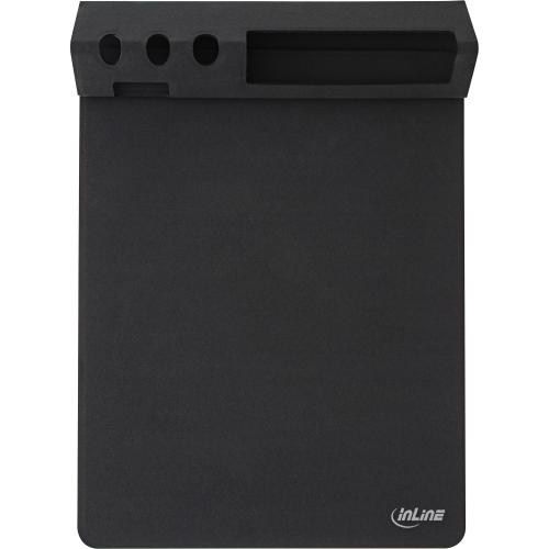 InLine® Multifunktions-Mauspad mit Smartphone- und Stiftehalter schwarz faltbar