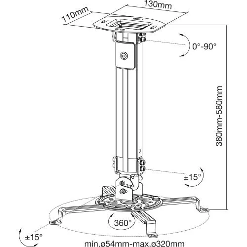 InLine® Basic Beamer Deckenhalterung 38-58cm max. 13,5kg