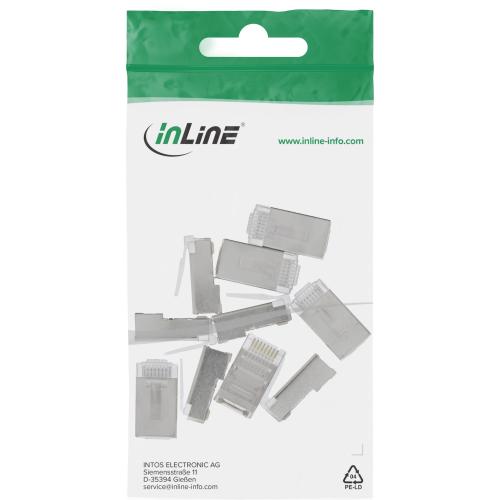 Preview: RJ45 Modularstecker 8P8C – Geschirmt, zum Crimpen auf Rundkabel, 10er Pack