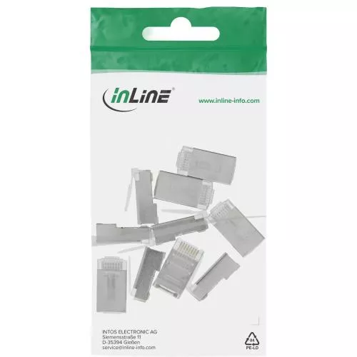 RJ45 Modularstecker 8P8C – Geschirmt, zum Crimpen auf Rundkabel, 10er Pack
