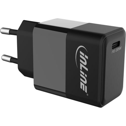 Preview: InLine® USB PD Ladegerät Single USB Typ-C Power Delivery 20W schwarz