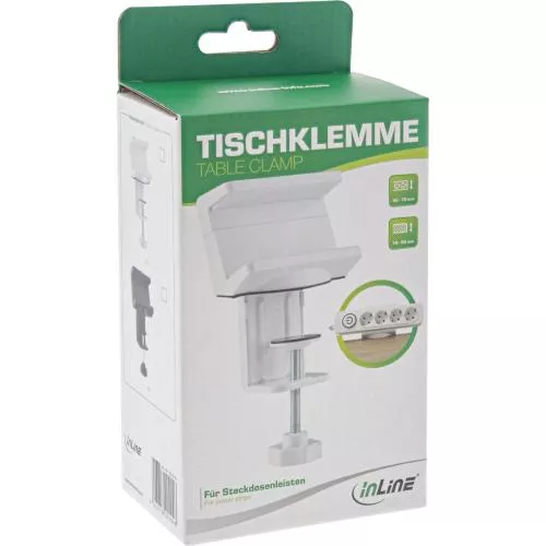 InLine® Tischklemme für Steckdosenleiste weiß