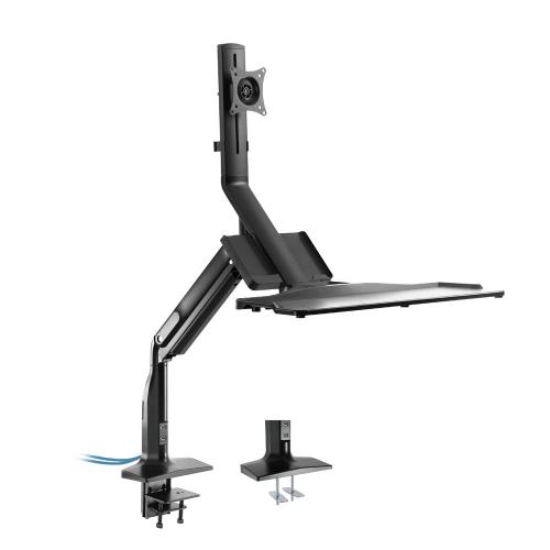 InLine® Workstation Tischhalterung mit Lifter und USB 3.0 beweglich für Tastatur Maus und Monitor bis 81cm (32") max. 9kg