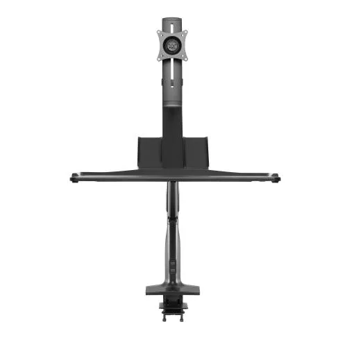 Workstation Tischhalterung mit Gasfederlifter & USB 3.0 – für Monitor bis 32", Tastatur & Maus, schwarz
