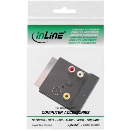InLine® S-VHS/Scart Adapter Scart Stecker Buchse an 3x Cinch Buchse und 1x S-VHS Buchse