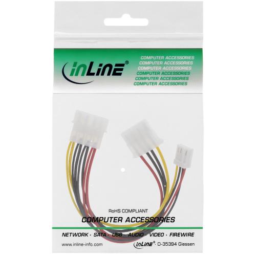 InLine® Strom Y-Kabel intern 1x 13,34cm (5,25") an 1x 8,89cm (3,5") + 1x 13,34cm (5,25")