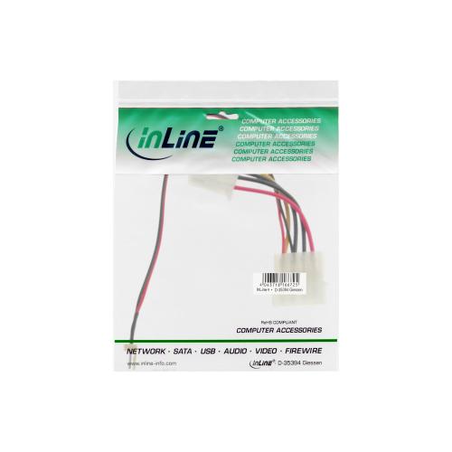 Preview: InLine® Lüfter Adapterkabel 3pol Lüfter an 4pol Netzteil 0,15m