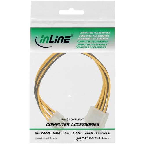 Preview: InLine® Strom Verlängerung intern Netzteil zu Mainboard 8pol. Stecker Buchse 0,2m