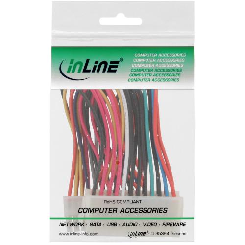 Preview: InLine® Strom Verlängerung intern 24pol ATX Stecker Buchse Netzteil zu Mainboard 0,2m