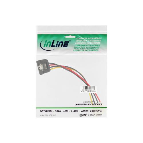 InLine® SATA Stromadapterkabel 1x 13,34cm (5,25") Buchse an 15pol SATA Stecker 0,15m mit Lasche