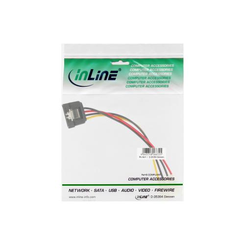 Preview: InLine® SATA Stromadapterkabel 1x 13,34cm (5,25") Buchse an 15pol SATA Stecker 0,15m mit Lasche