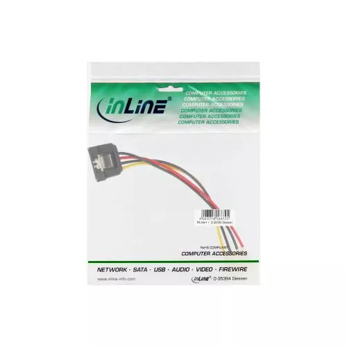 InLine® SATA Stromadapterkabel 1x 13,34cm (5,25") Buchse an 15pol SATA Stecker 0,15m mit Lasche