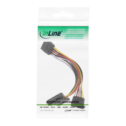 Preview: InLine® SATA Stromadapterkabel SATA Stecker Buchse an 2x SATA Stecker 0,15m