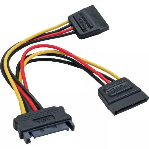 InLine® SATA Strom-Y-Kabel SATA Buchse an 2x SATA Stecker 0,15m