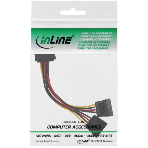 Preview: InLine® SATA Strom-Y-Kabel SATA Buchse an 2x SATA Stecker 0,15m
