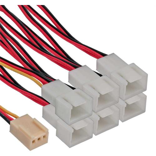 Preview: InLine® Lüfter Adapterkabel 3pol Molex Buchse an 6x 3pol Molex Stecker