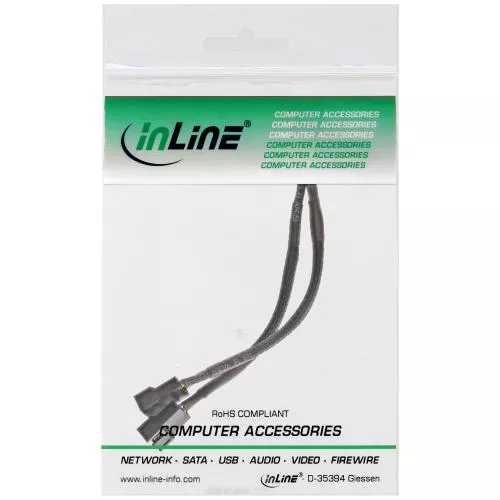 InLine® Y-Kabel für Lüfter PWM 4pol Molex 1 Stecker 2 Buchse 0,15m