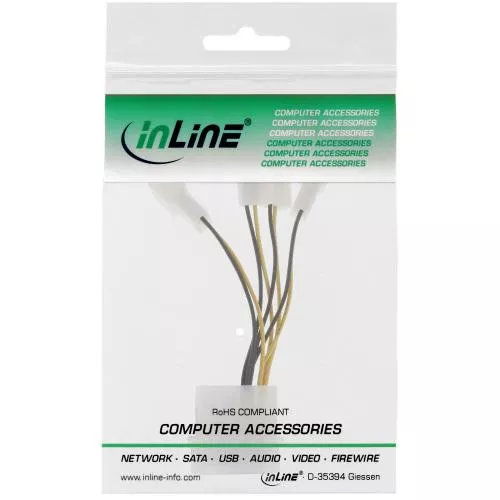 InLine® Lüfter Adapterkabel 4x Lüfter 3pol. An 13,34cm (5,25")