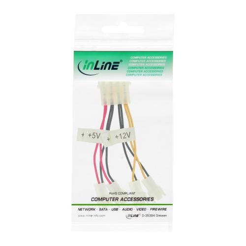 Preview: InLine® Lüfter Adapterkabel 2x 12V und 2x 5V für 4 Lüfter