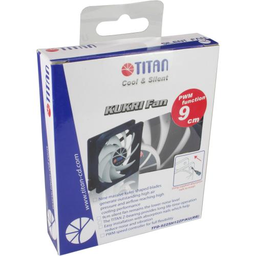 Preview: Titan TFD-9225H12ZP/KU(RB) Lüfter 92x92x25mm KUKRI-Serie mit PWM