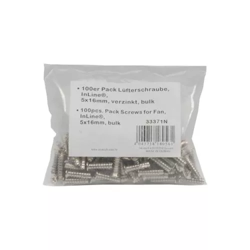 InLine® Lüfterschraube 5x16mm vernickelt 100er Pack